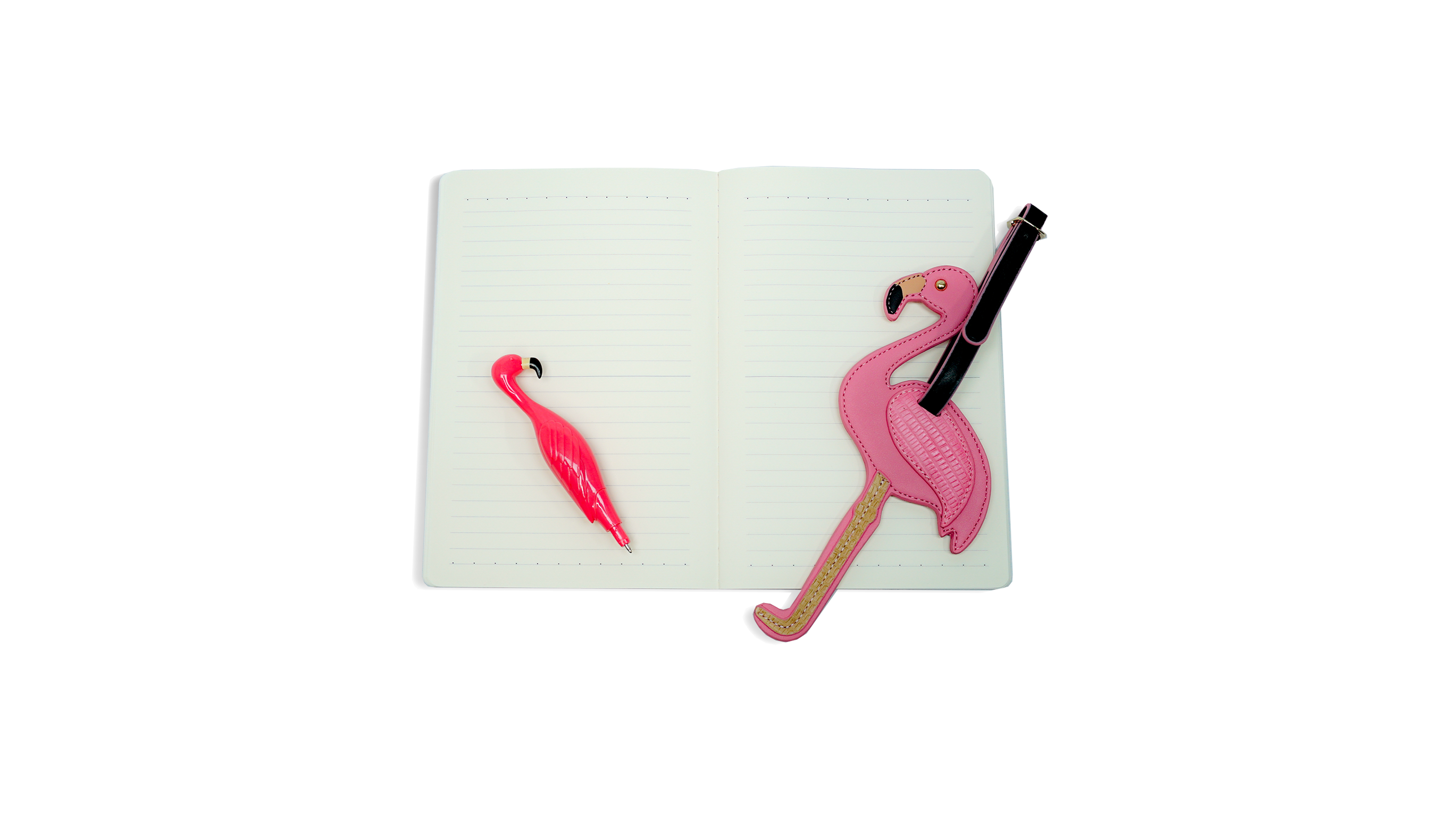 Travel Journal & Silicone Luggage Tag Set Sophisticated Flamingo
