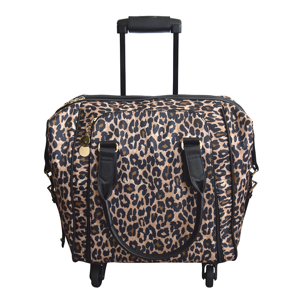 Catalina Leopard Nylon Rolling Carry-On and Tote Set