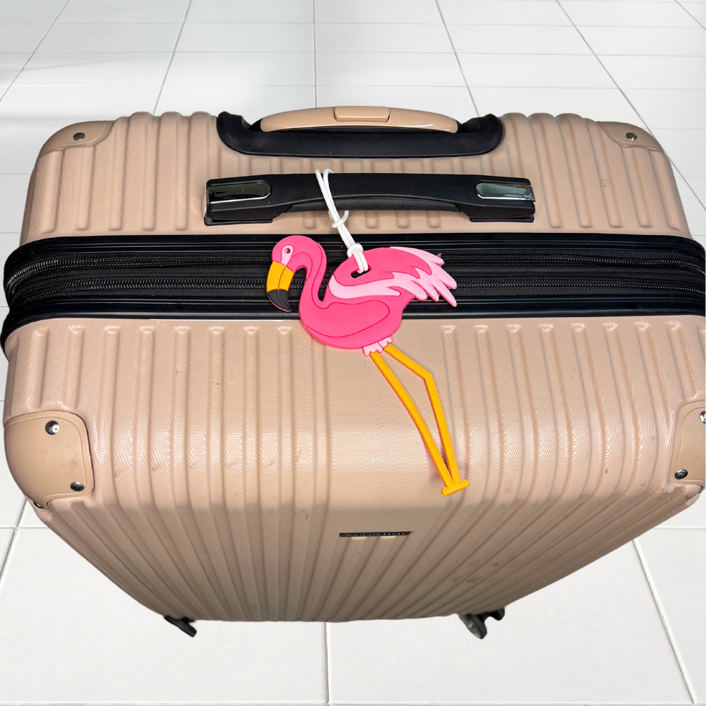 Leggy Flamingo & Palm Tree Silicone Luggage Tag - Set of 2