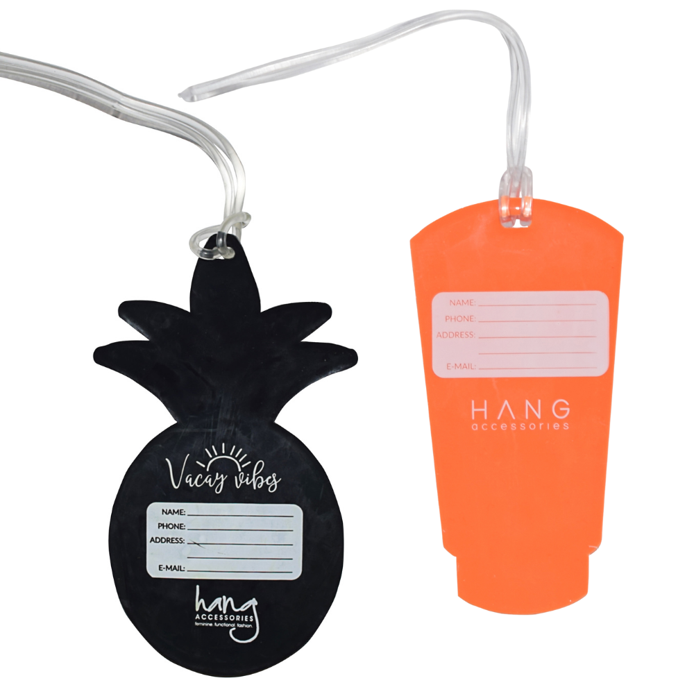 Pineapple & Sun Tan Lotion Silicone Luggage Tag Set of 2