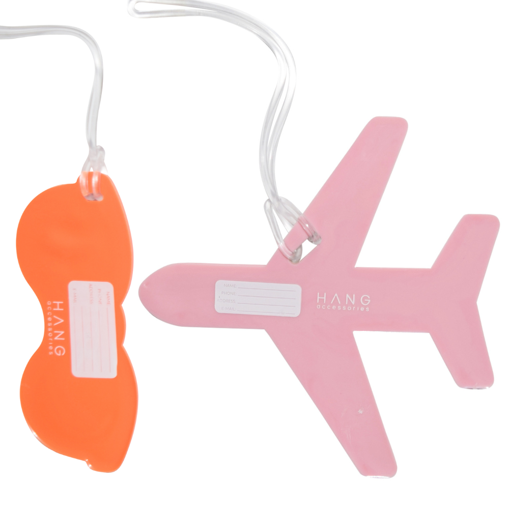 Sunny Plane & Sunglasses Silicone Luggage Tag Set of 2