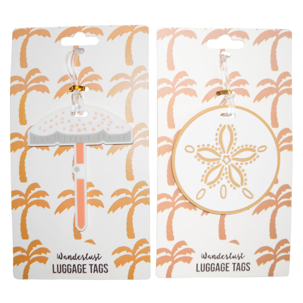 Umbrella & Sand Dollar Silicone Luggage Tag Set of 2