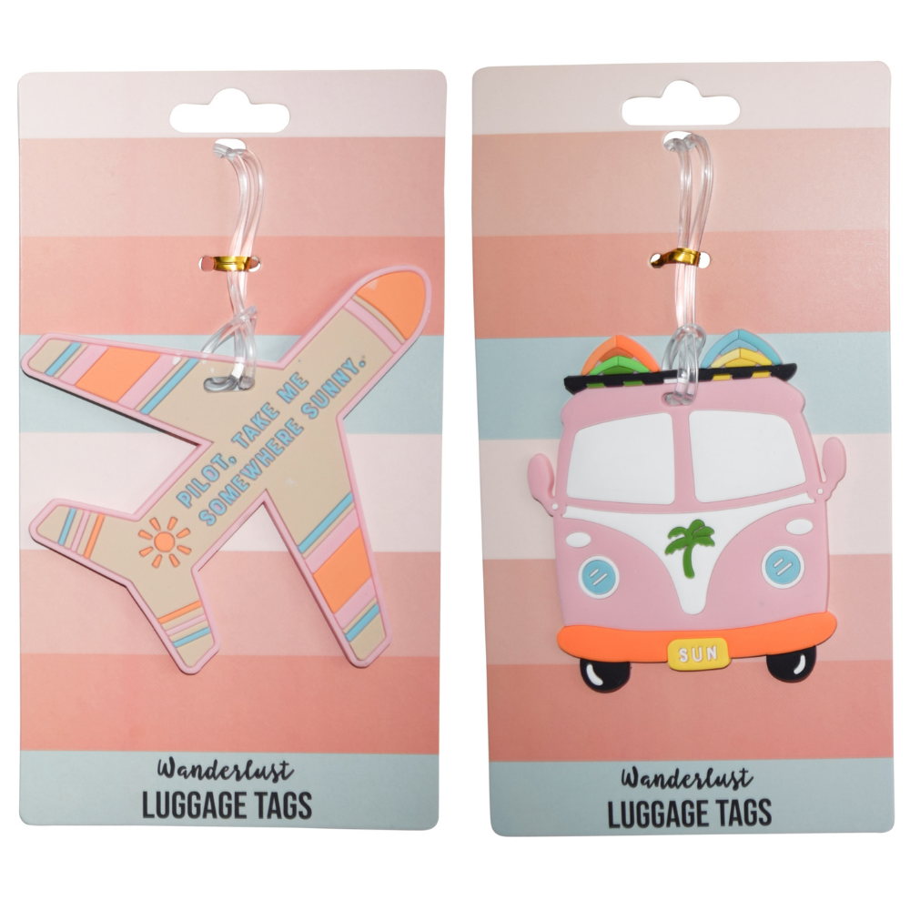 Sunny Plane & VW Bus Silicone Luggage Tag Set of 2