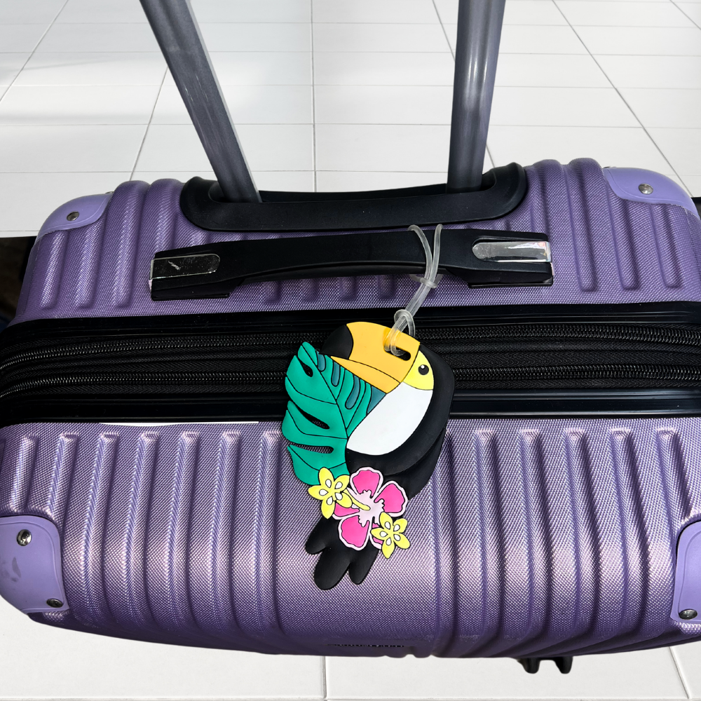 Toucan & Sophisticated Flamingo Silicone Luggage Tag Set of 2