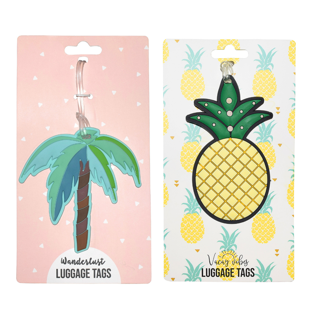 Palm Tree & Pineapple Silicone Luggage Tag Set of 2