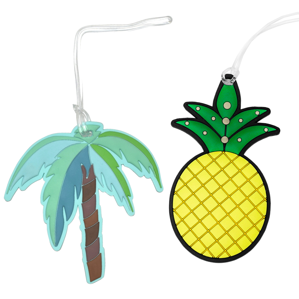 Palm Tree & Pineapple Silicone Luggage Tag Set of 2