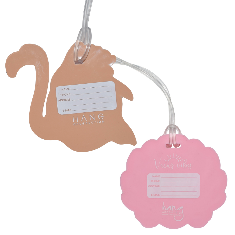 Seashell & Sophisticated Flamingo Silicone Luggage Tag Set of 2