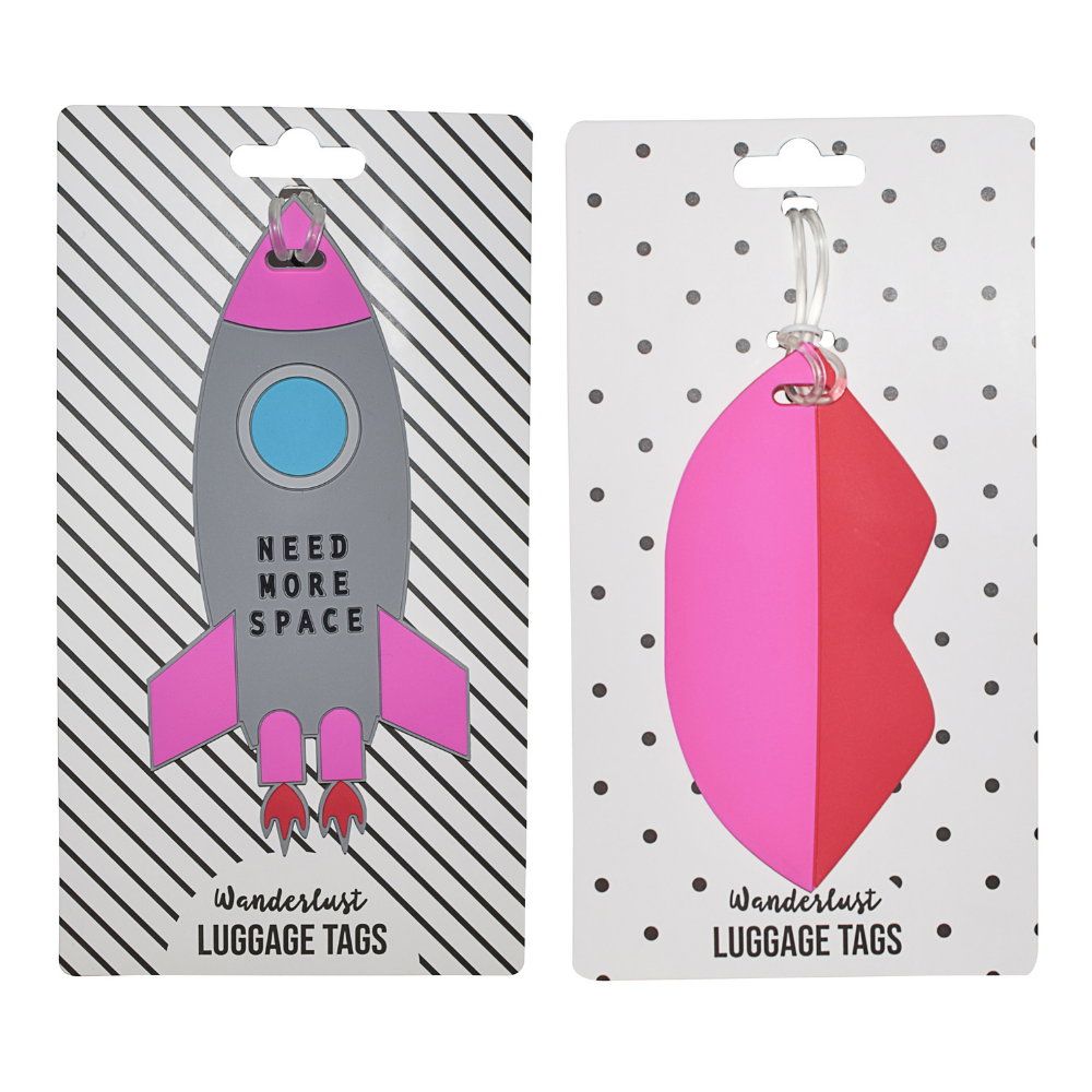 Rocketship & Lips Silicone Luggage Tag Set of 2