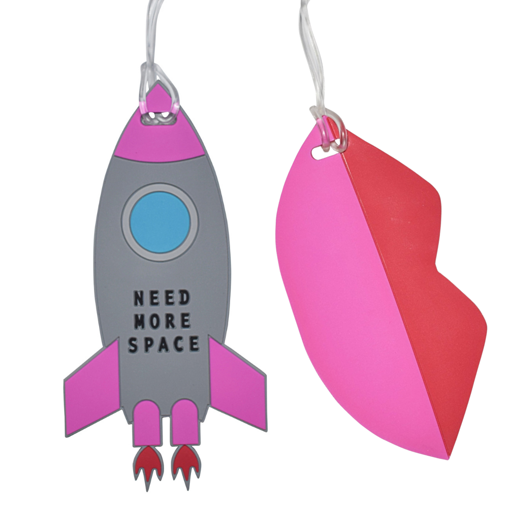 Rocketship & Lips Silicone Luggage Tag Set of 2