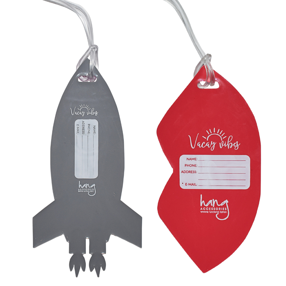 Rocketship & Lips Silicone Luggage Tag Set of 2
