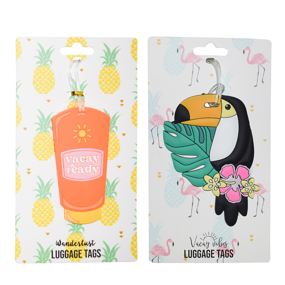 Toucan & Sun Tan Lotion Silicone Luggage Tag Set of 2