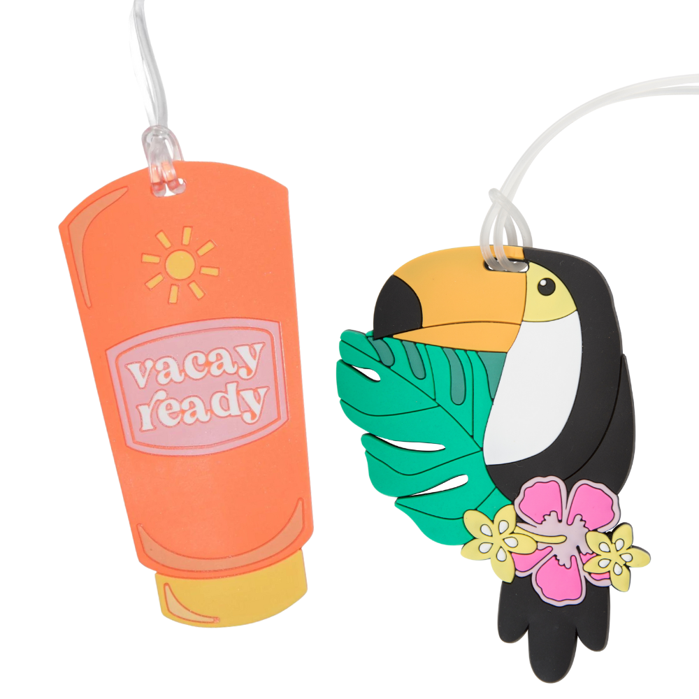 Toucan & Sun Tan Lotion Silicone Luggage Tag Set of 2