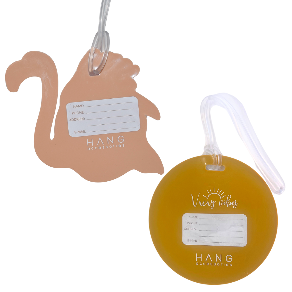 Sand Dollar & Sophisticated Flamingo Silicone Luggage Tag Set of 2