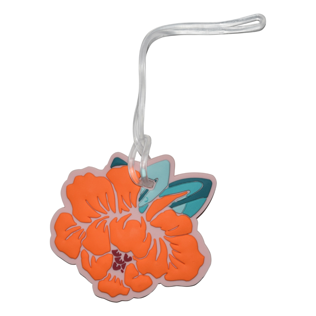 Tropical Travel Journal & Orange Flower Luggage Tag Set