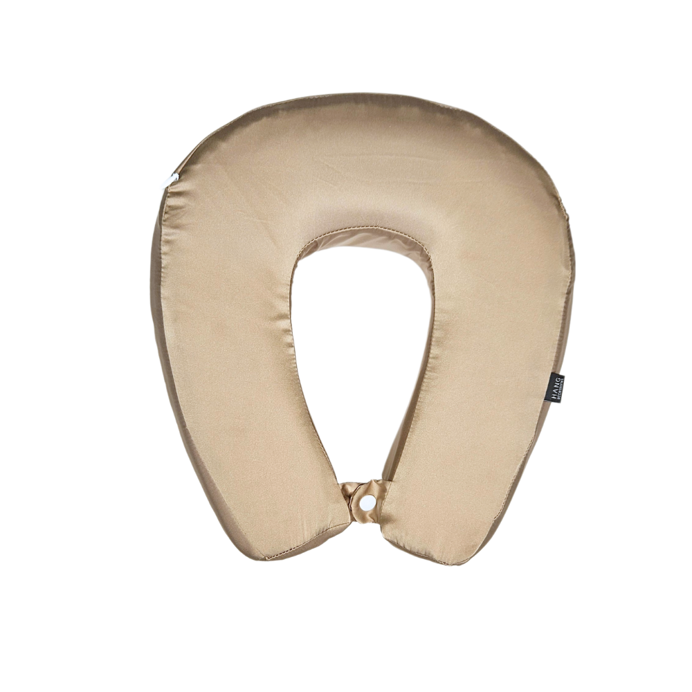 Taupe Satin Memory Foam Neck Pillow