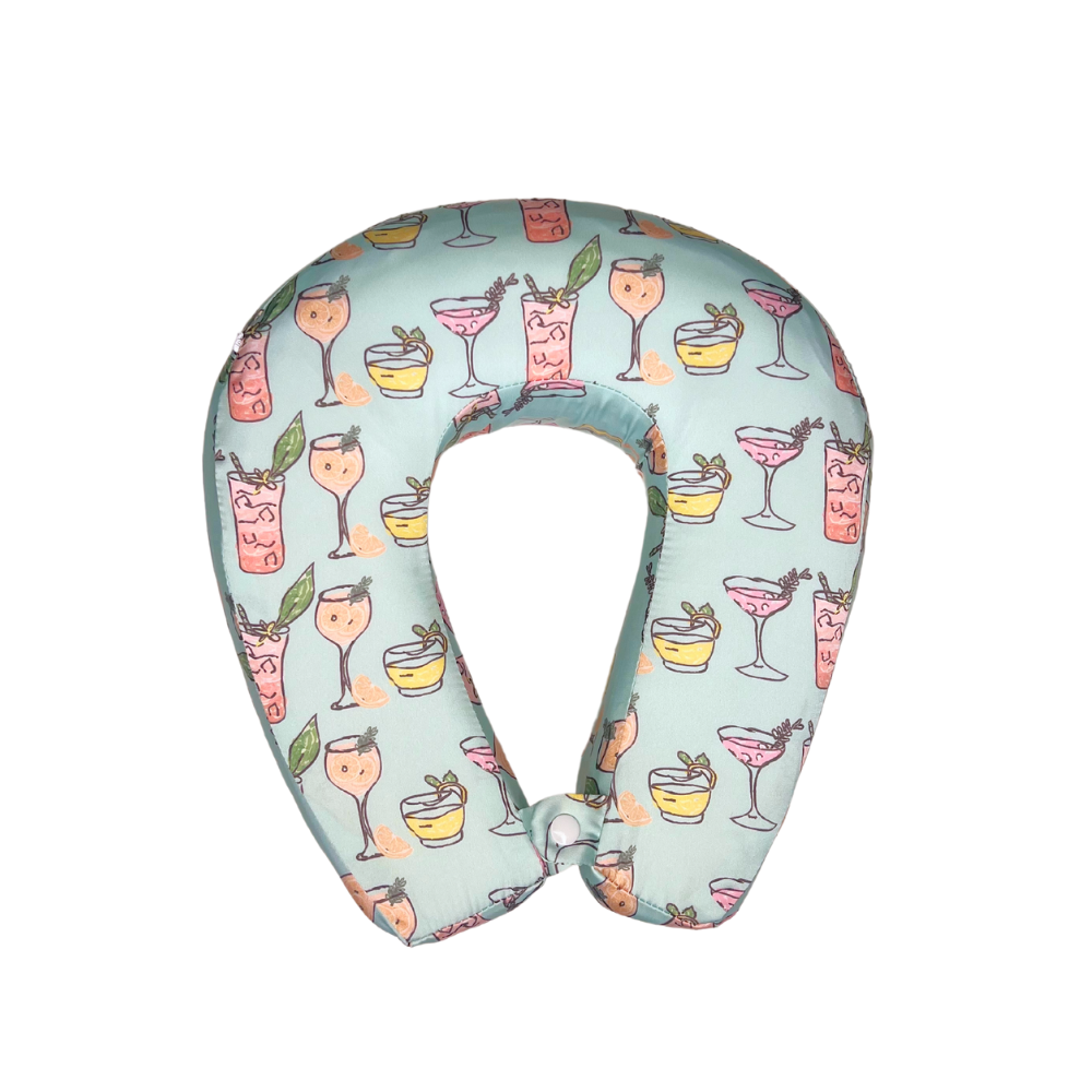 Tropical Cocktails Satin Memory Foam Neck Pillow