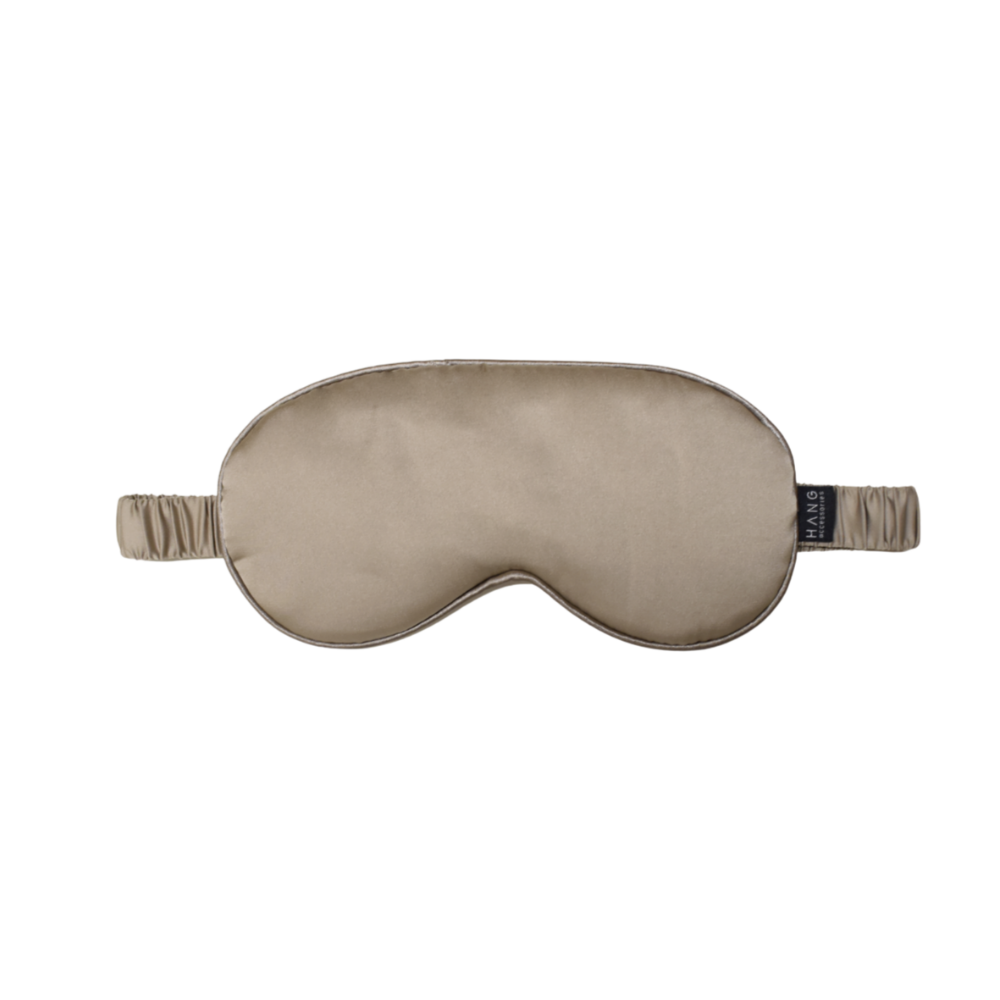 Taupe Satin Memory Foam Neck Pillow and Satin Eye Mask Set