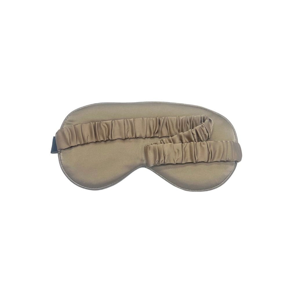 Taupe Satin Memory Foam Neck Pillow and Satin Eye Mask Set