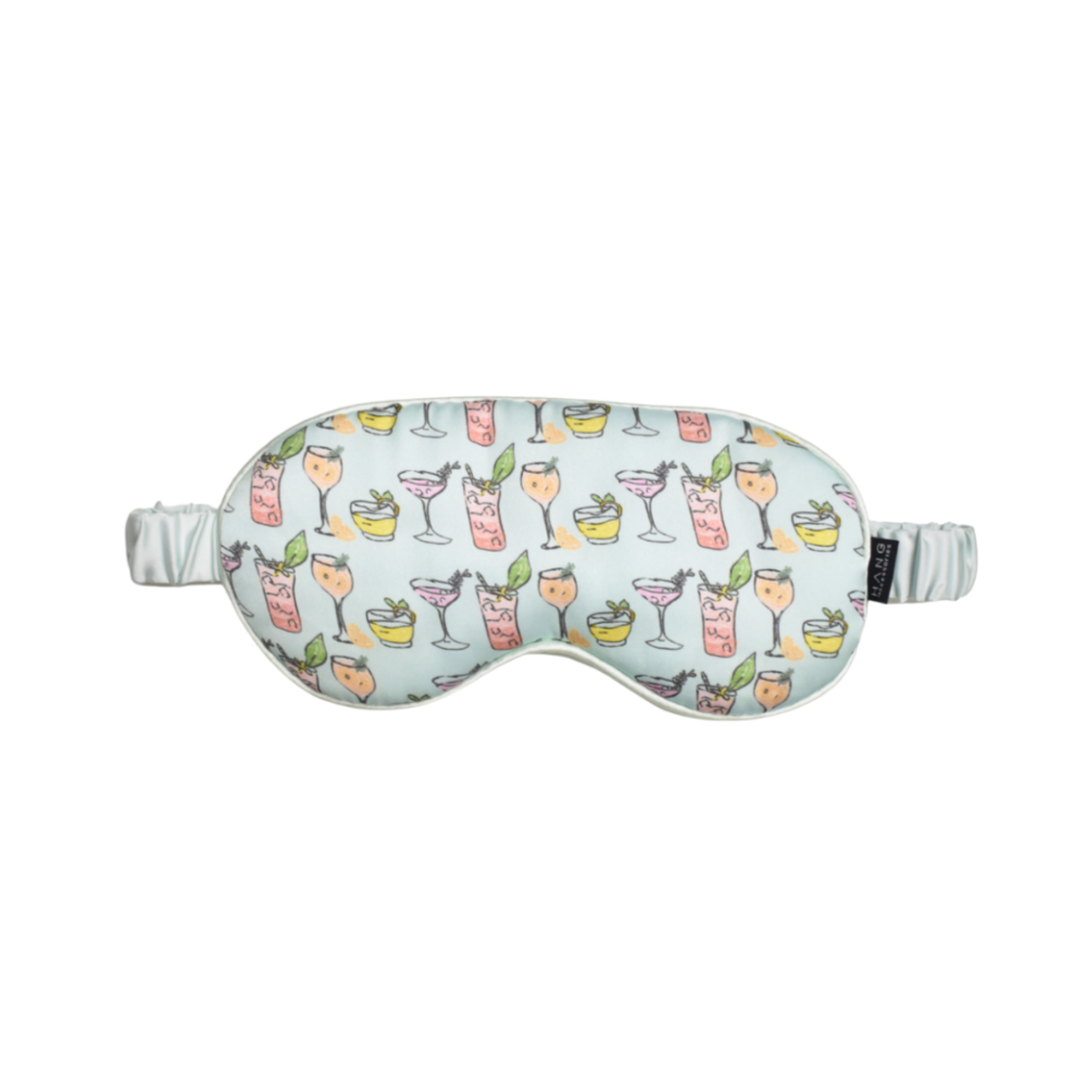 Tropical Cocktails Satin Memory Foam Neck Pillow and Cocktails Satin Eye Mask Set