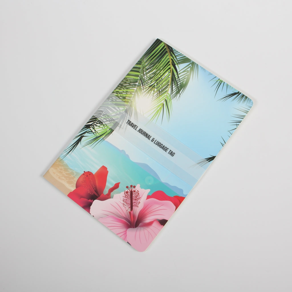 Tropical Travel Journal & Palm Leaf Vegan Leather Luggage Tag Set