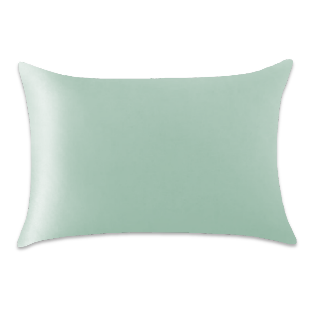 Satin pillowcase in solid pale seafoam green