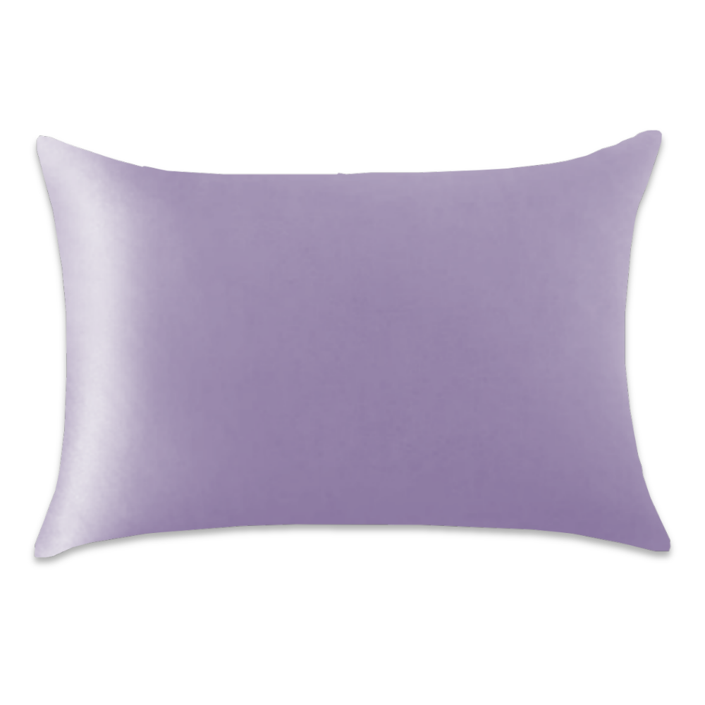 Satin pillowcase in solid soft periwinkle purple.