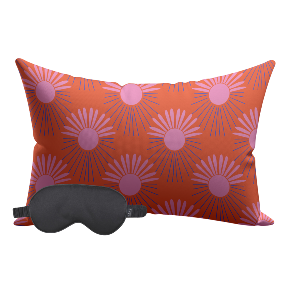 Black Eye Mask & Burning Sun Pillowcase Satin Set