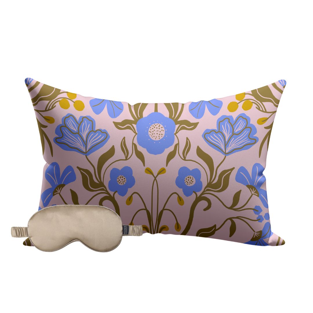 Lemonade Satin Pillowcase & Taupe Satin Eye Mask Sleep Set