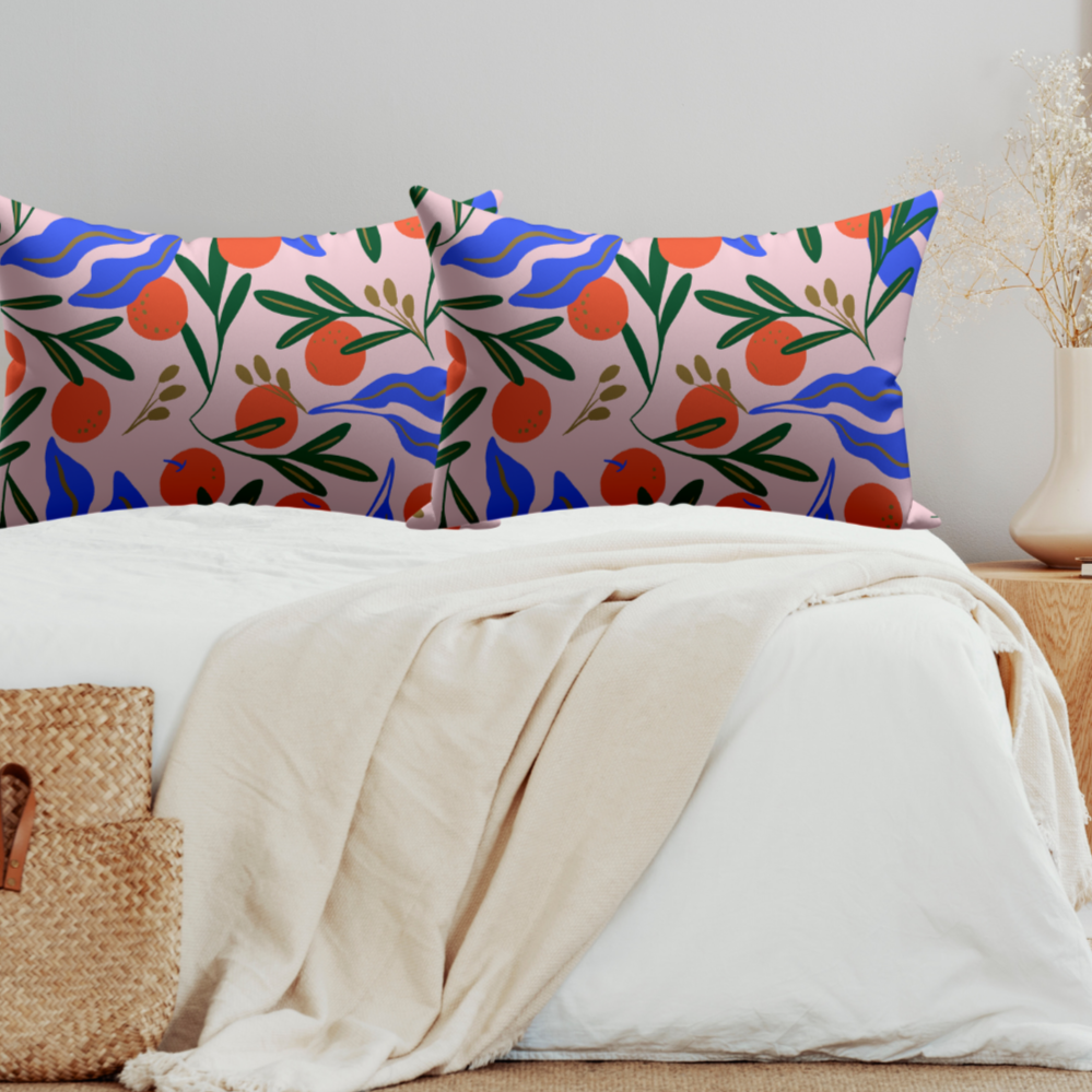 Taupe Eye Mask & Italian Orange Pillowcase Satin Set