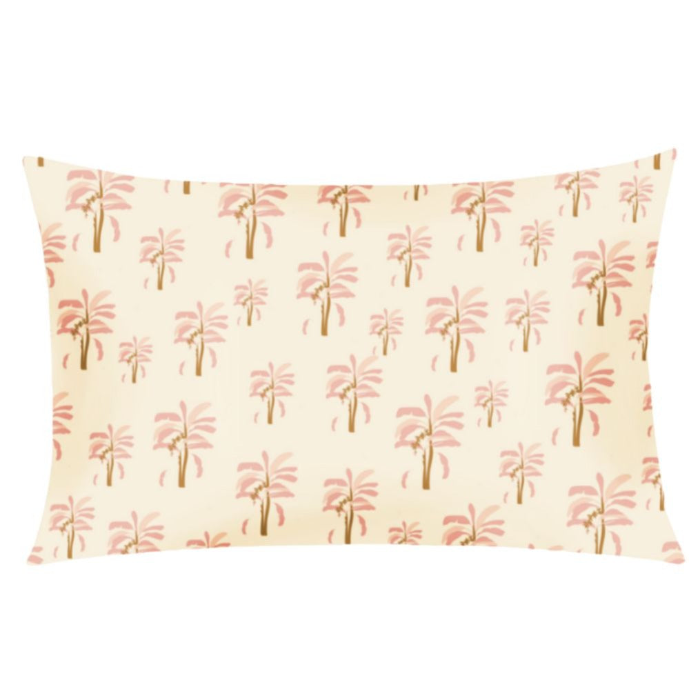 Pink Palm Eye Mask & Palm Pillowcase Satin Set