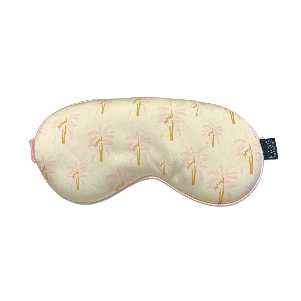 Pink Palm Eye Mask & Palm Pillowcase Satin Set