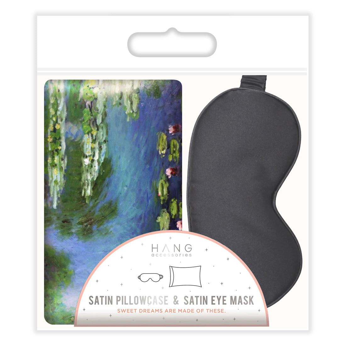 Water Lilies Eye Mask & Water Lilies Pillowcase Satin Set