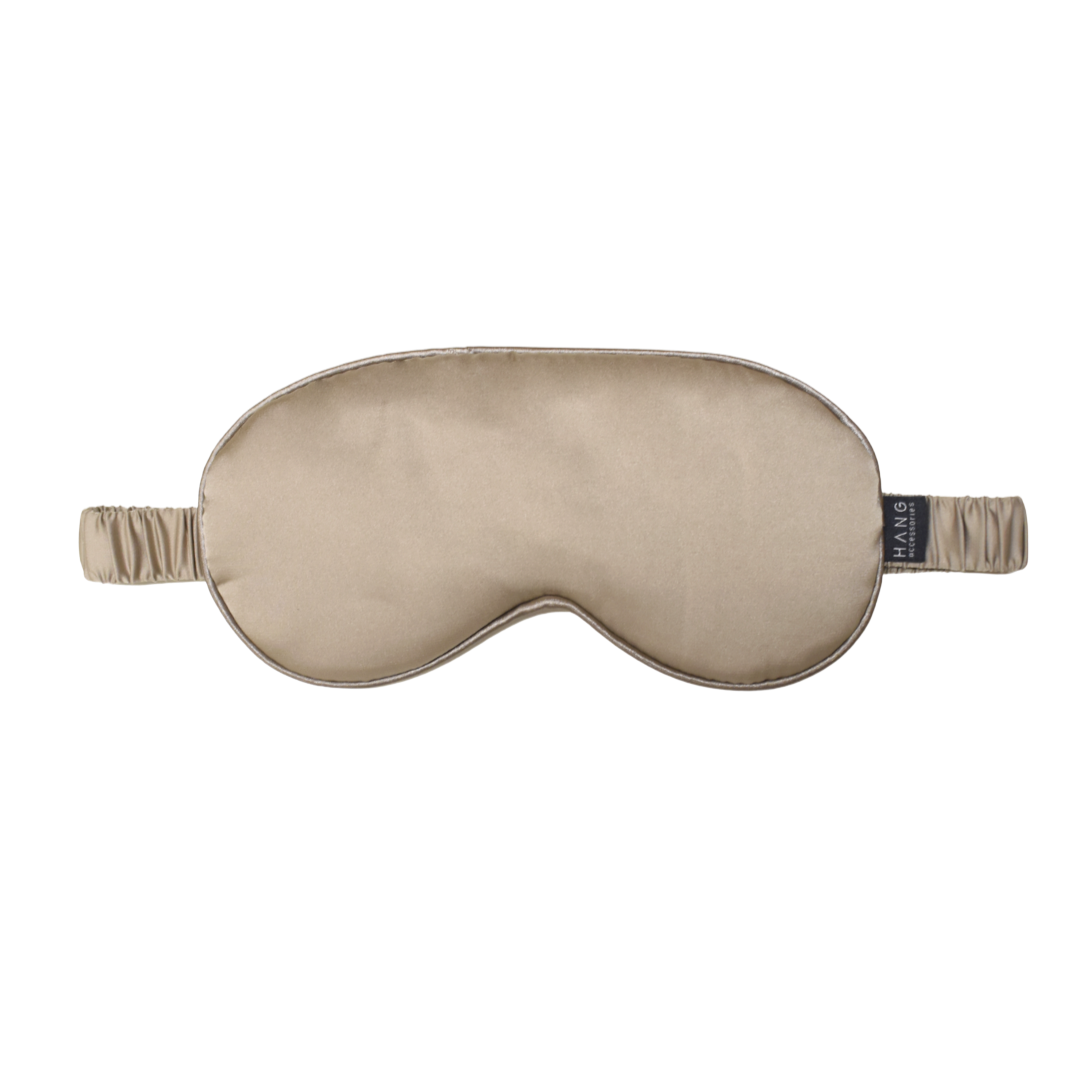 Italian Orange Satin Pillowcase & Taupe Satin Eye Mask Sleep Set