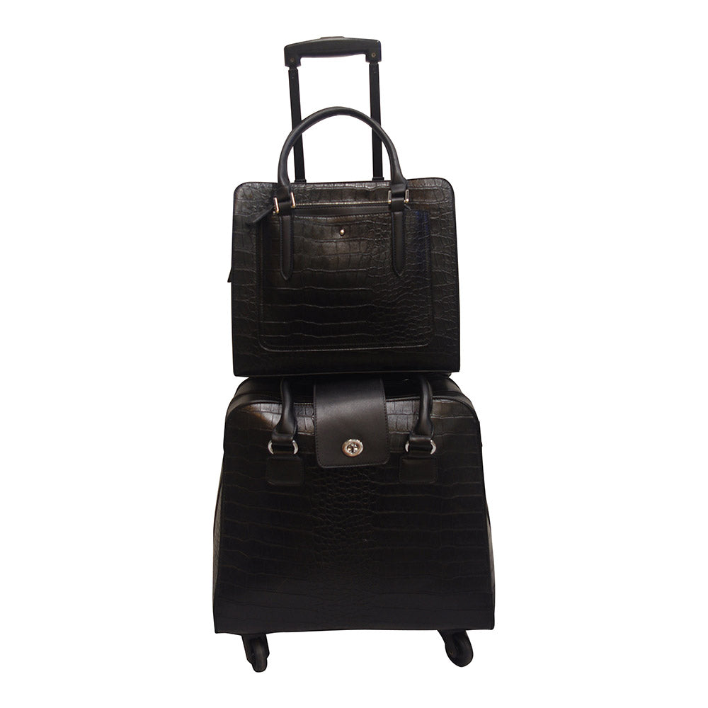 Harlequin Tote Black Croc