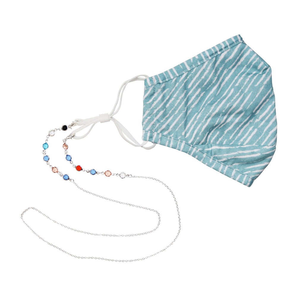 Face Mask Chain Silver/Colored Beaded