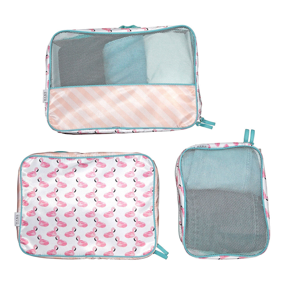 6 Piece Packing Cube & Bag Set Flamingo