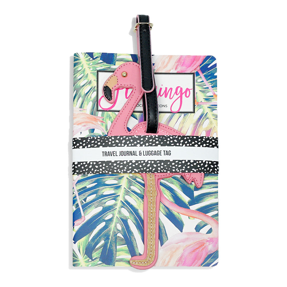 Travel Journal & Luggage Tag Set Flamingo