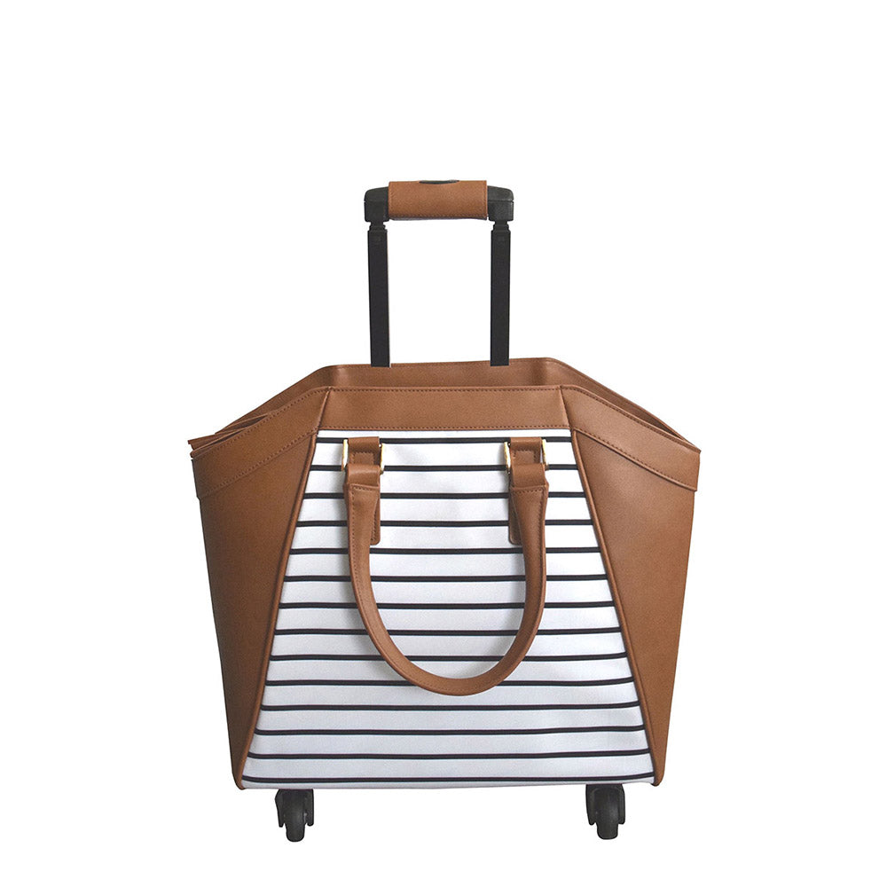 La Vie Rolling Carry On Luggage Brown/Stripe Nylon