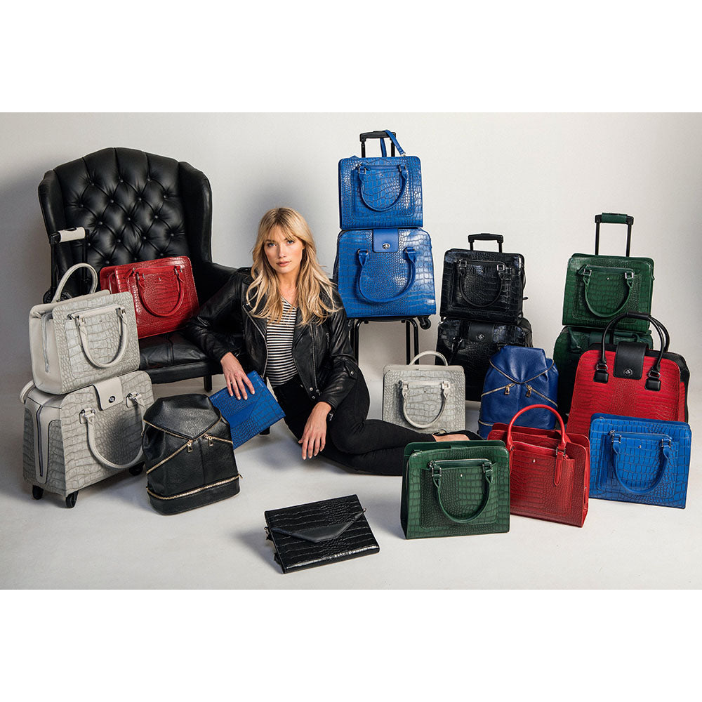 Harlequin Rolling Carry-On Blue Croc