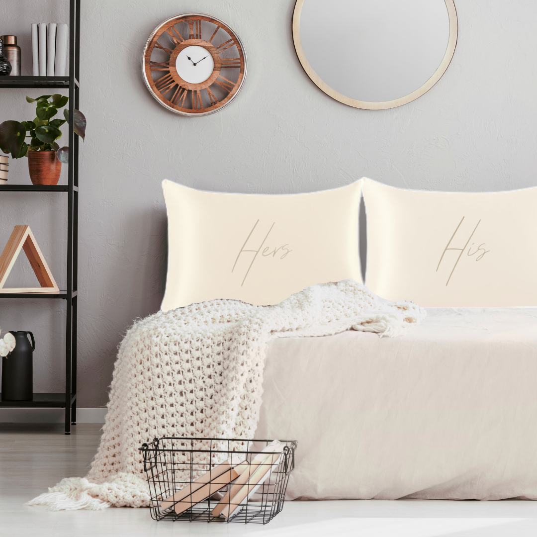 His/Hers Pillowcase Set Ivory