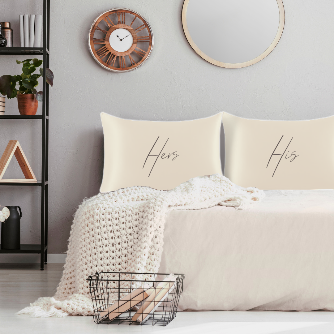 Hers Ivory Satin Pillowcase