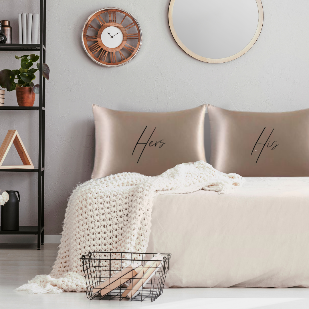 His Taupe Satin Pillowcase