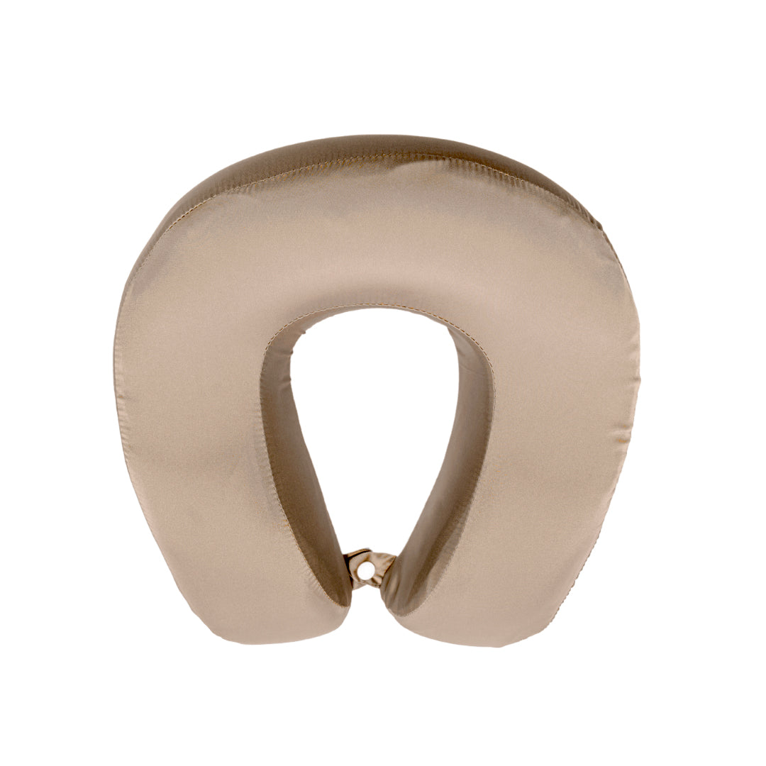 Taupe Satin Memory Foam Neck Pillow and Cheetah Satin Eye Mask Set