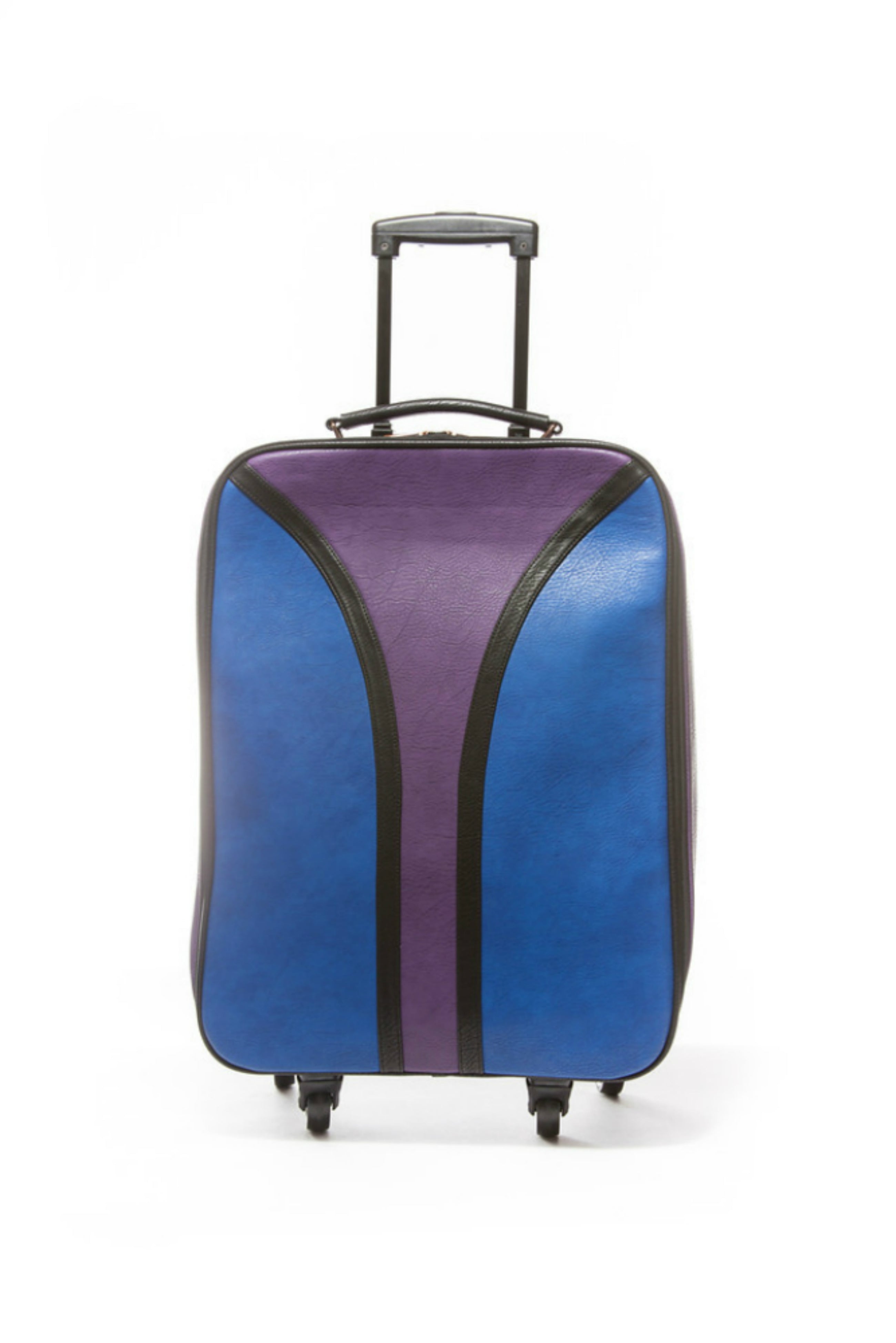 Retro Blue and Purple 360 Rolling Carry On Tote Bag
