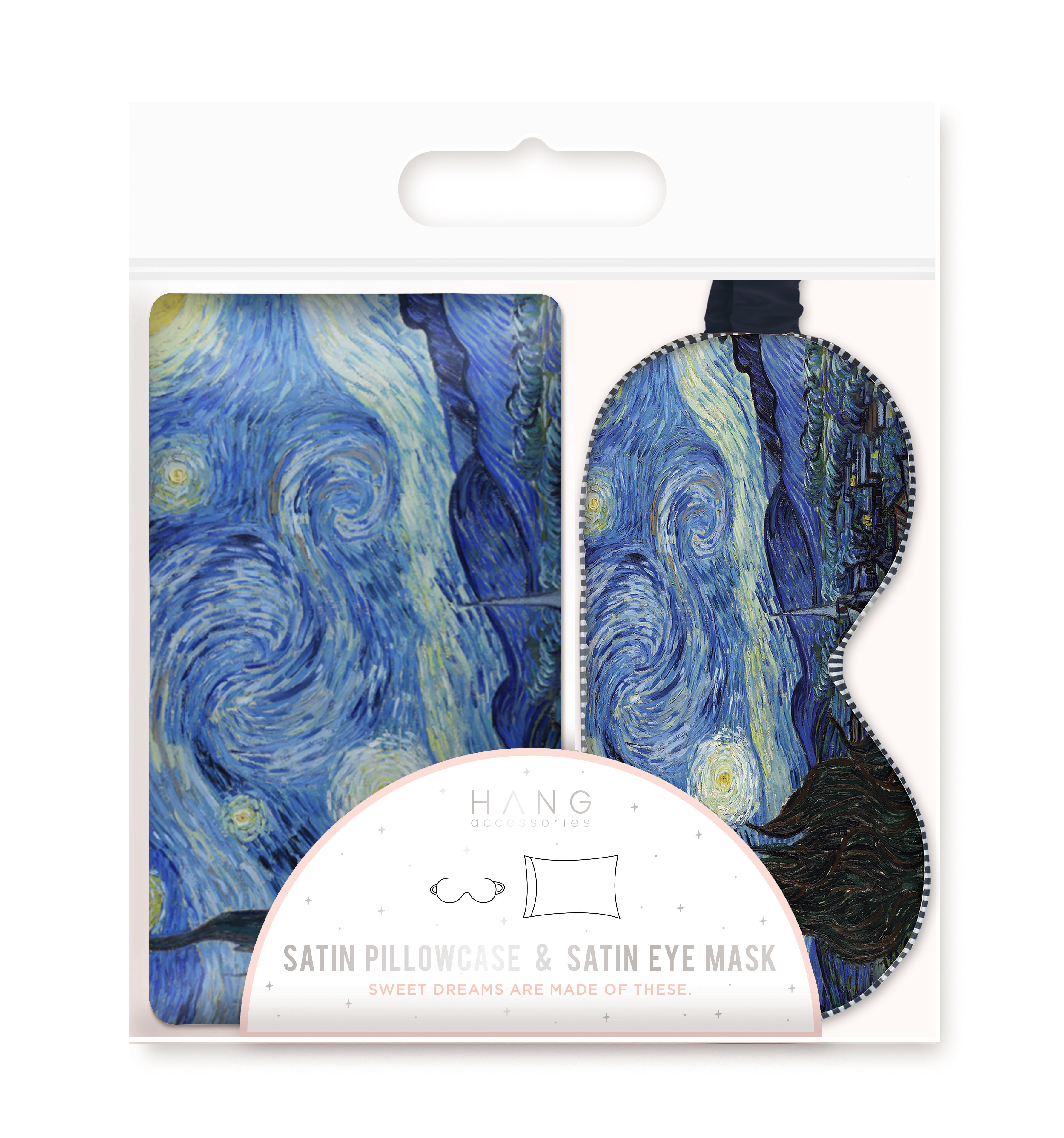 Starry Night Eye Mask & Starry Night Pillowcase Satin Set