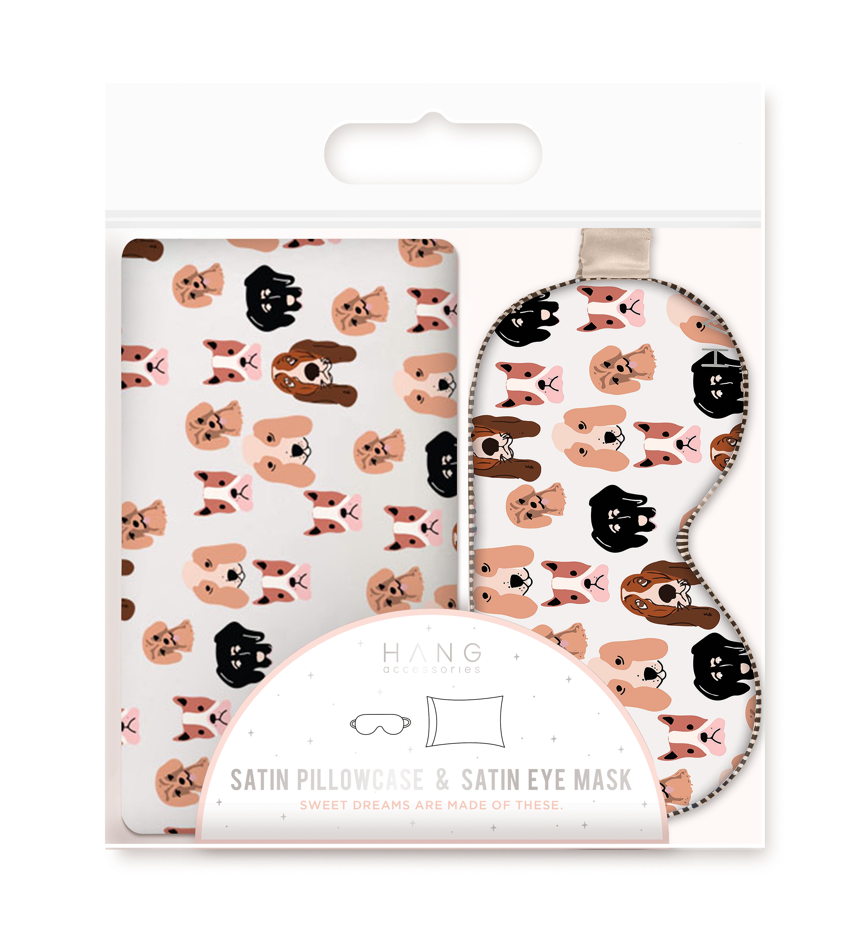 Dog Eye Mask & Dog Pillowcase Satin Set