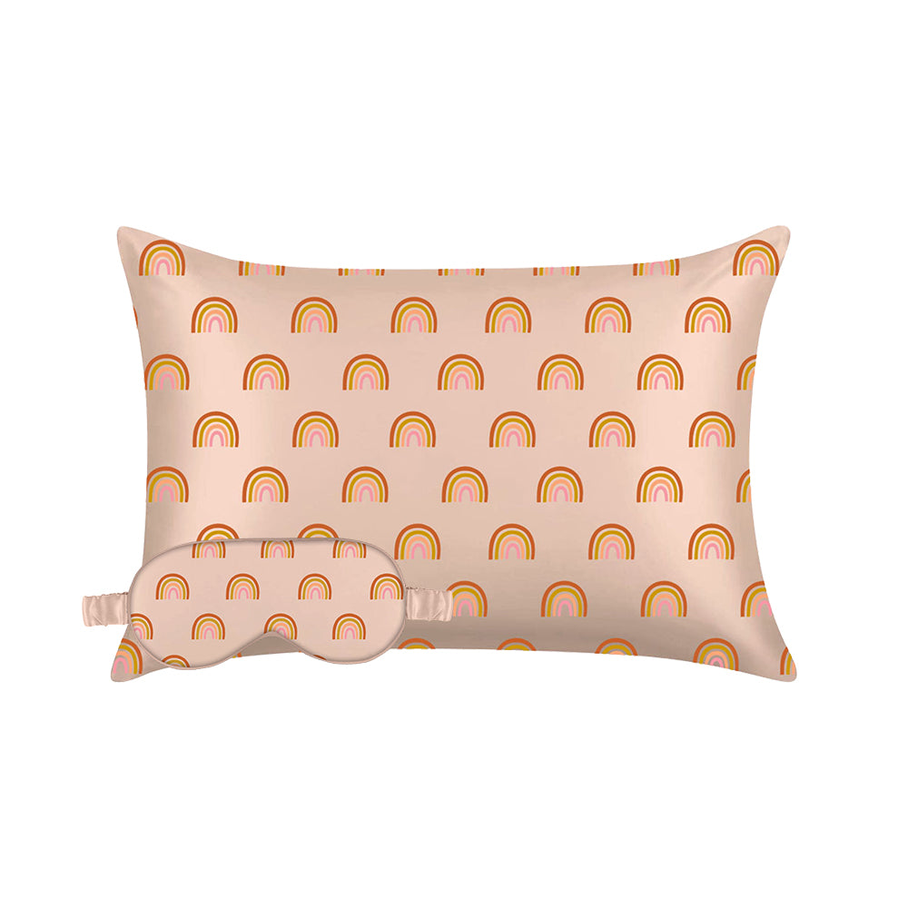 Rainbow Eye Mask & Rainbow Pillowcase Satin Set