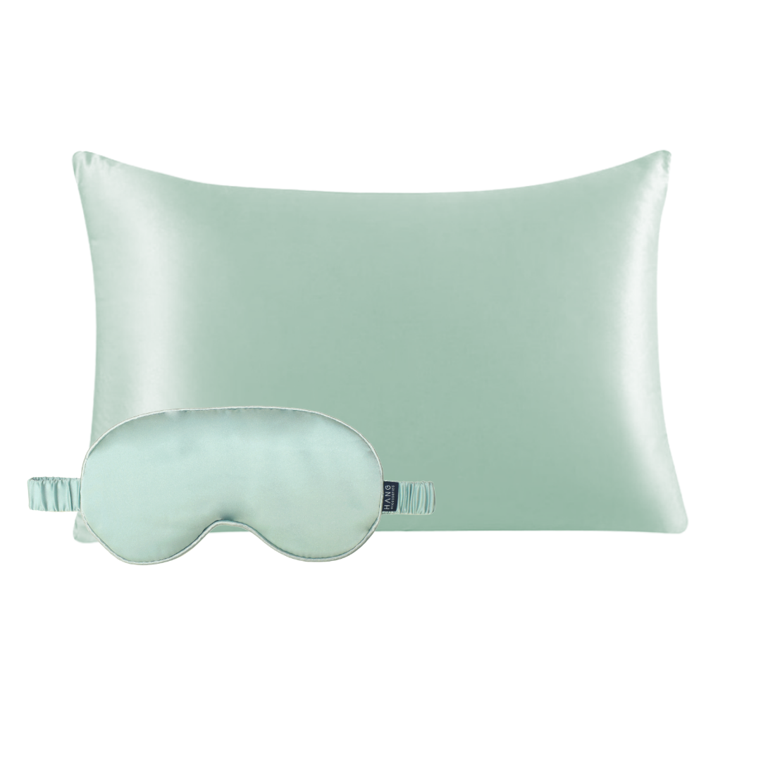 Seafoam Solid Eye Mask & Pillowcase Satin Set