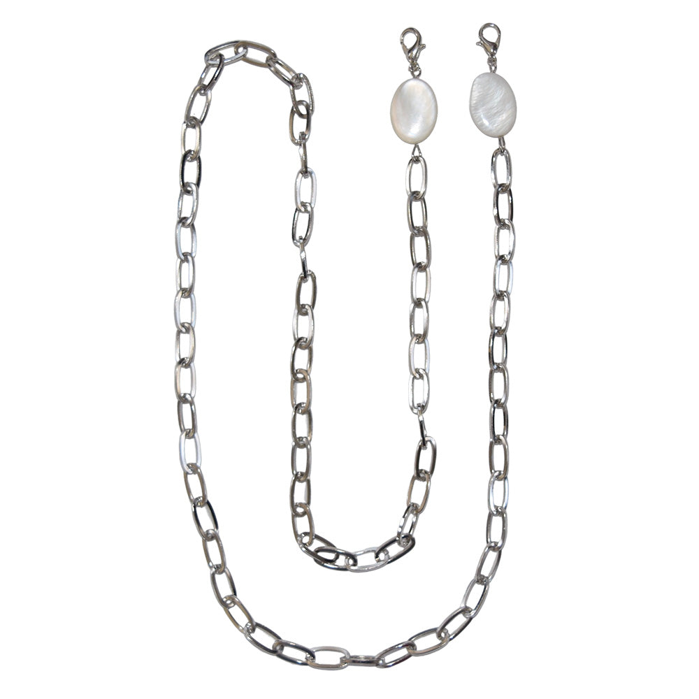 Face Mask Chain Silver Paper Clip/Pearl Bead