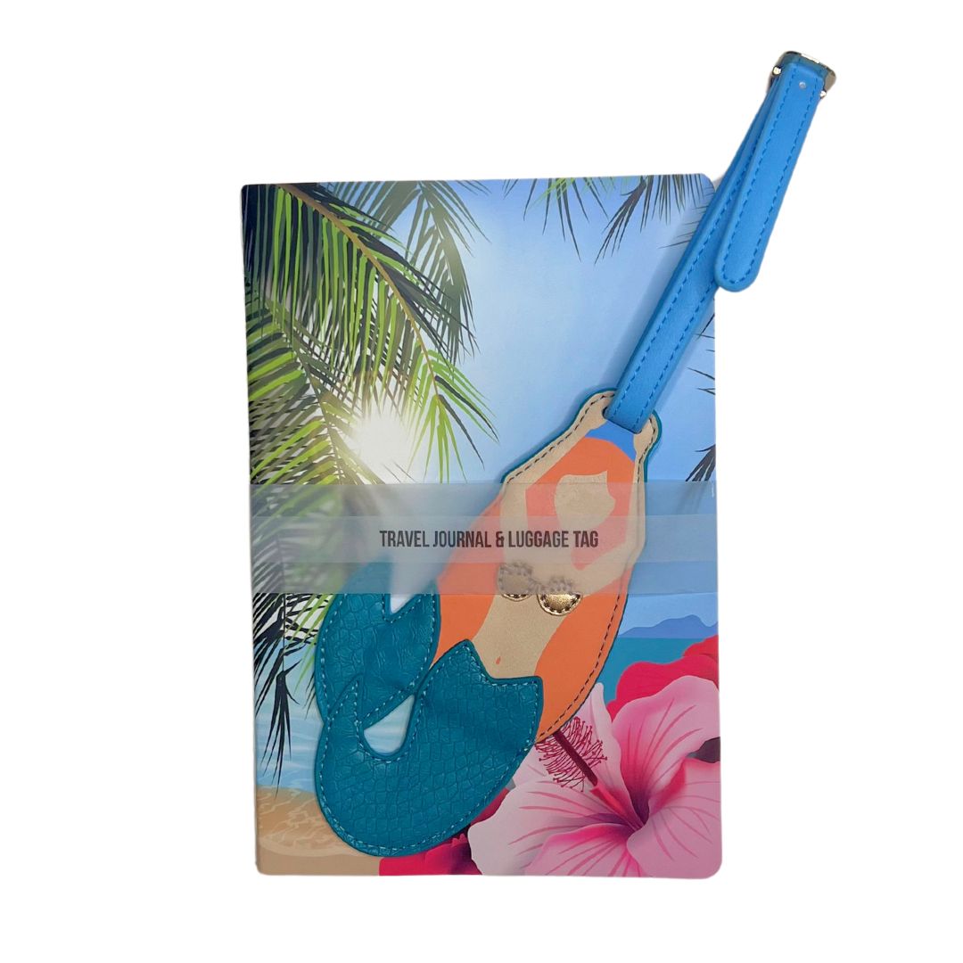 Tropical Travel Journal & Mermaid Vegan Leather Luggage Tag Set